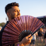 Festival Fans, holografisch, transparant, bordeauxrood, voor festivals en Raves, Weergave 3
