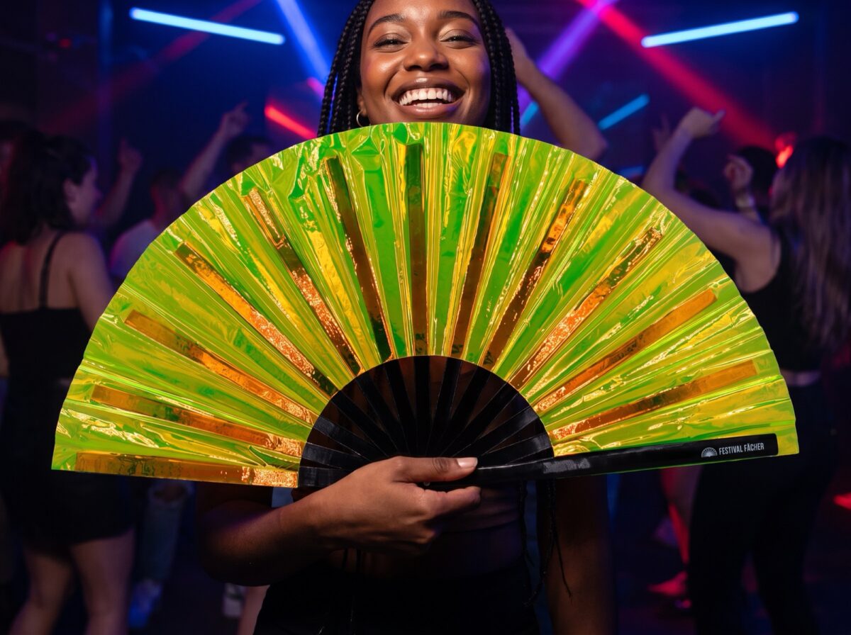 Festival Fans, holografisch, transparant, neongroen, voor Rave & Techno, Weergave 2