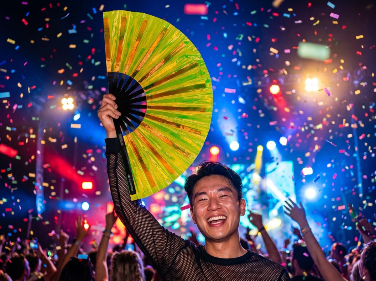 Festival Fans, holografisch, transparant, neongroen, voor Rave & Techno, Weergave 4