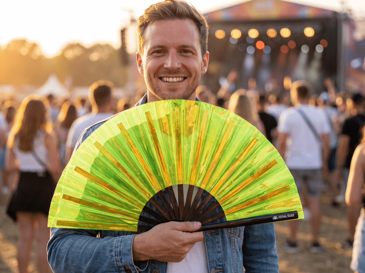 Festival Fans, holografisch, transparant, neongroen, voor Rave & Techno, Weergave 3