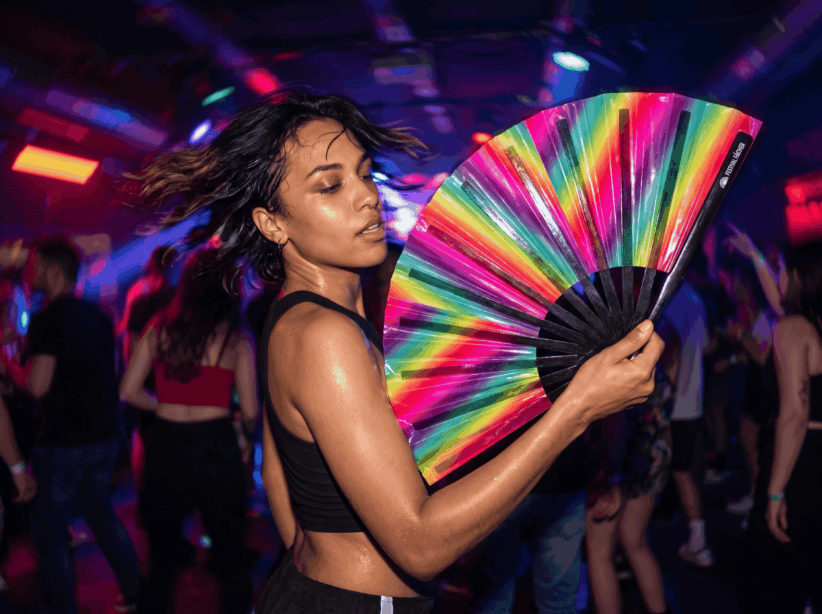 Transparante Festival Fan met regenboogstrepen voor CSD & Pride, Weergave 2