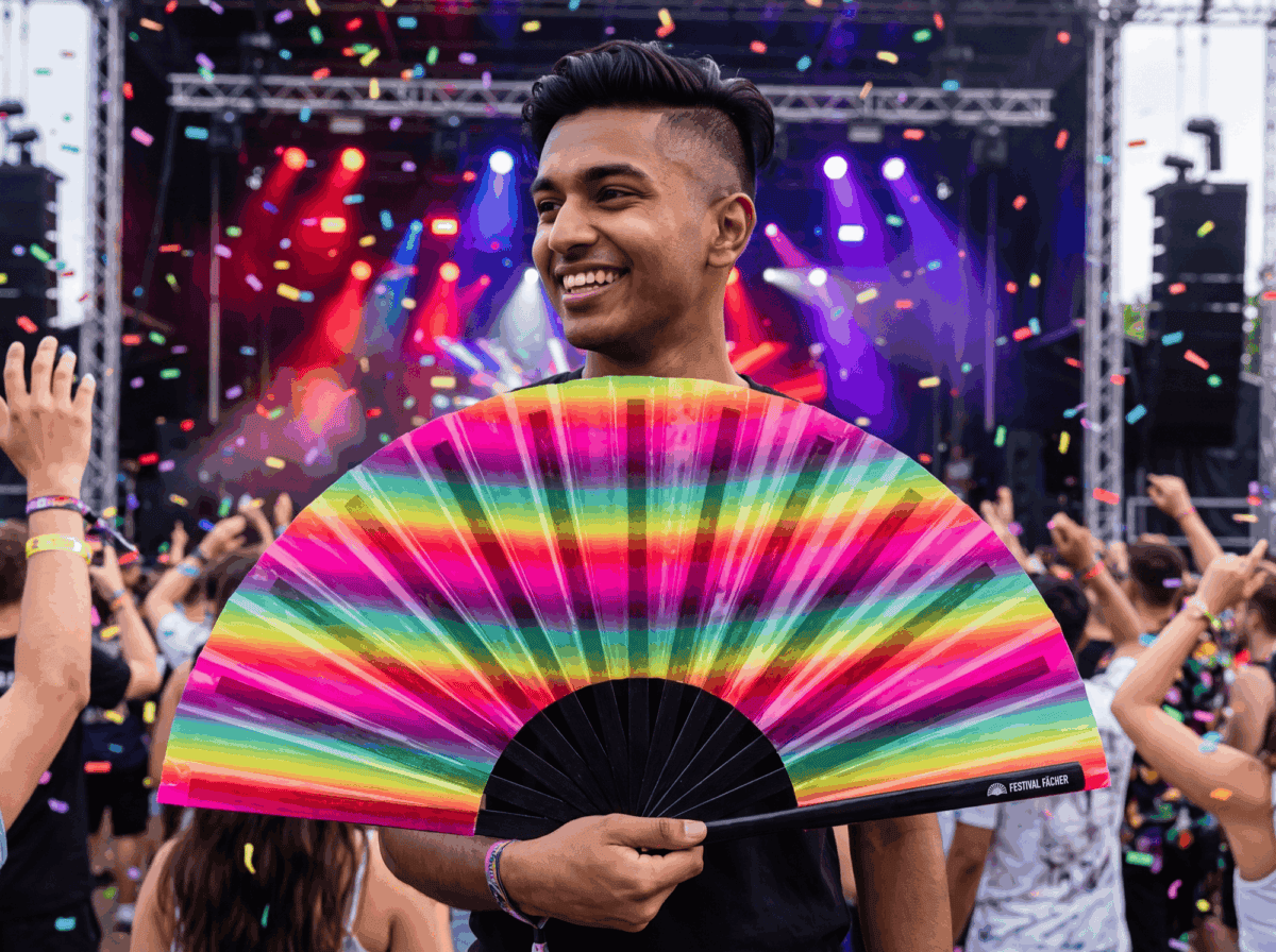 Transparante Festival Fan met regenboogstrepen voor CSD & Pride, Weergave 4