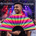 Transparante Festival Fan met regenboogstrepen voor CSD & Pride, Weergave 4
