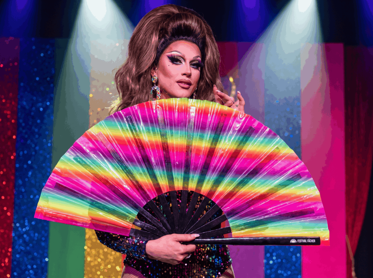 Transparante Festival Fan met regenboogstrepen voor CSD & Pride, Weergave 5