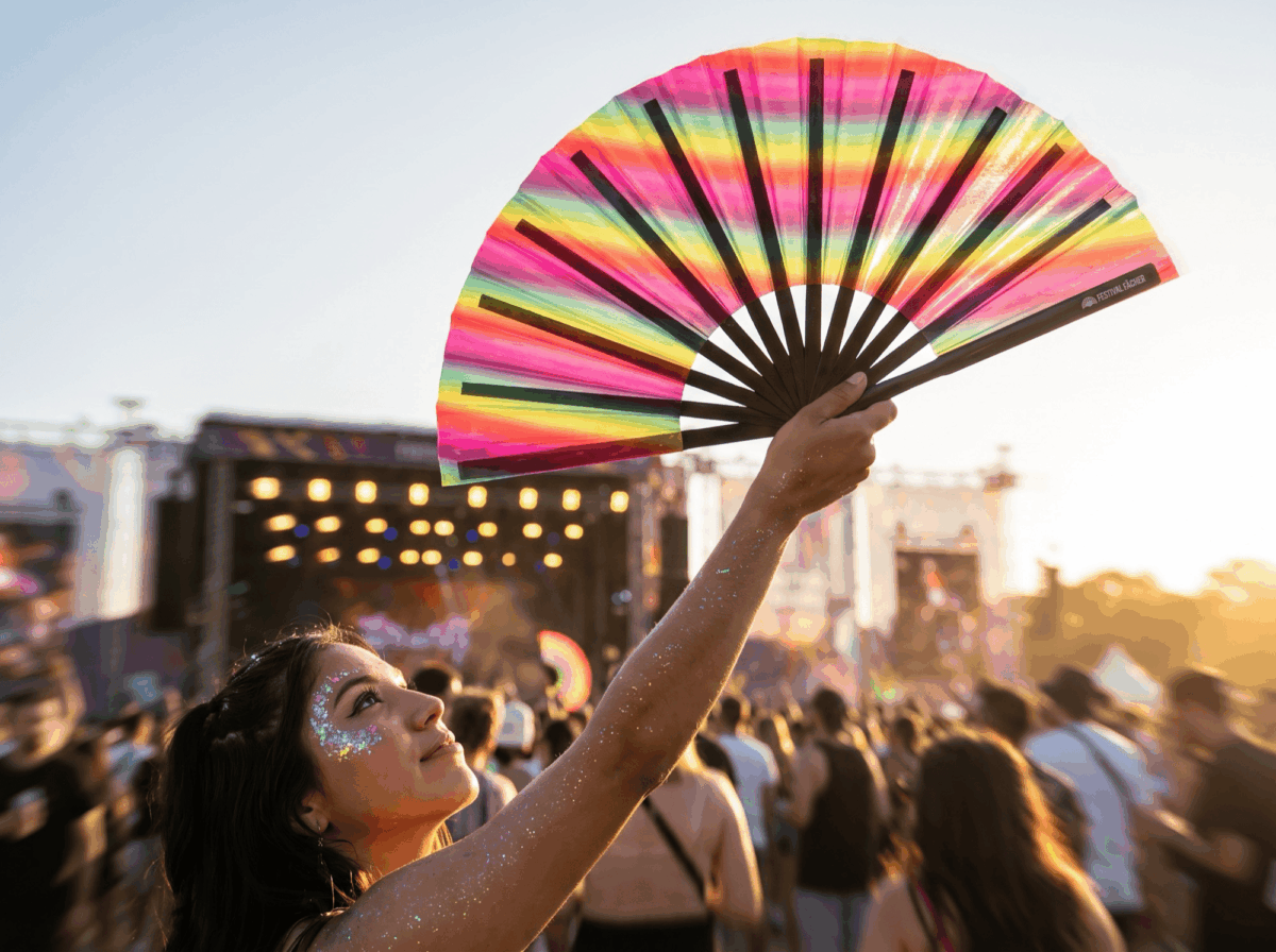 Transparante Festival Fan met regenboogstrepen voor CSD & Pride, Weergave 3