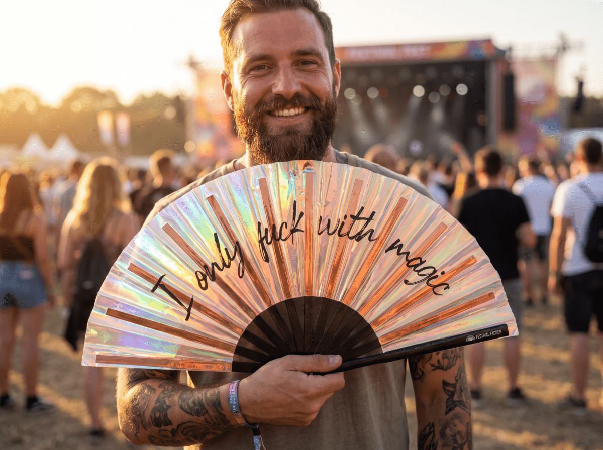 Festival Fan „I only fuck with magic“ Holo-koper voor raves en festivals, Weergave 3