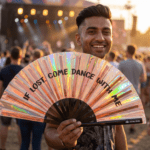 Festival Fan „IF LOST, COME DANCE WITH ME“ Holo-koper voor festivals en Raves, Weergave 3