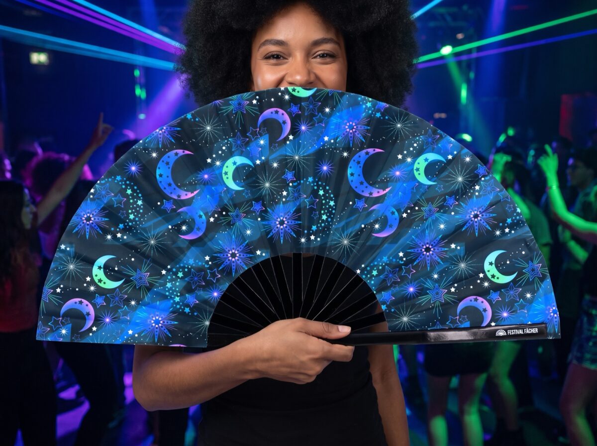 Festival Fan Maan & Sterren Nachtblauw voor festivals & boho, Weergave 2