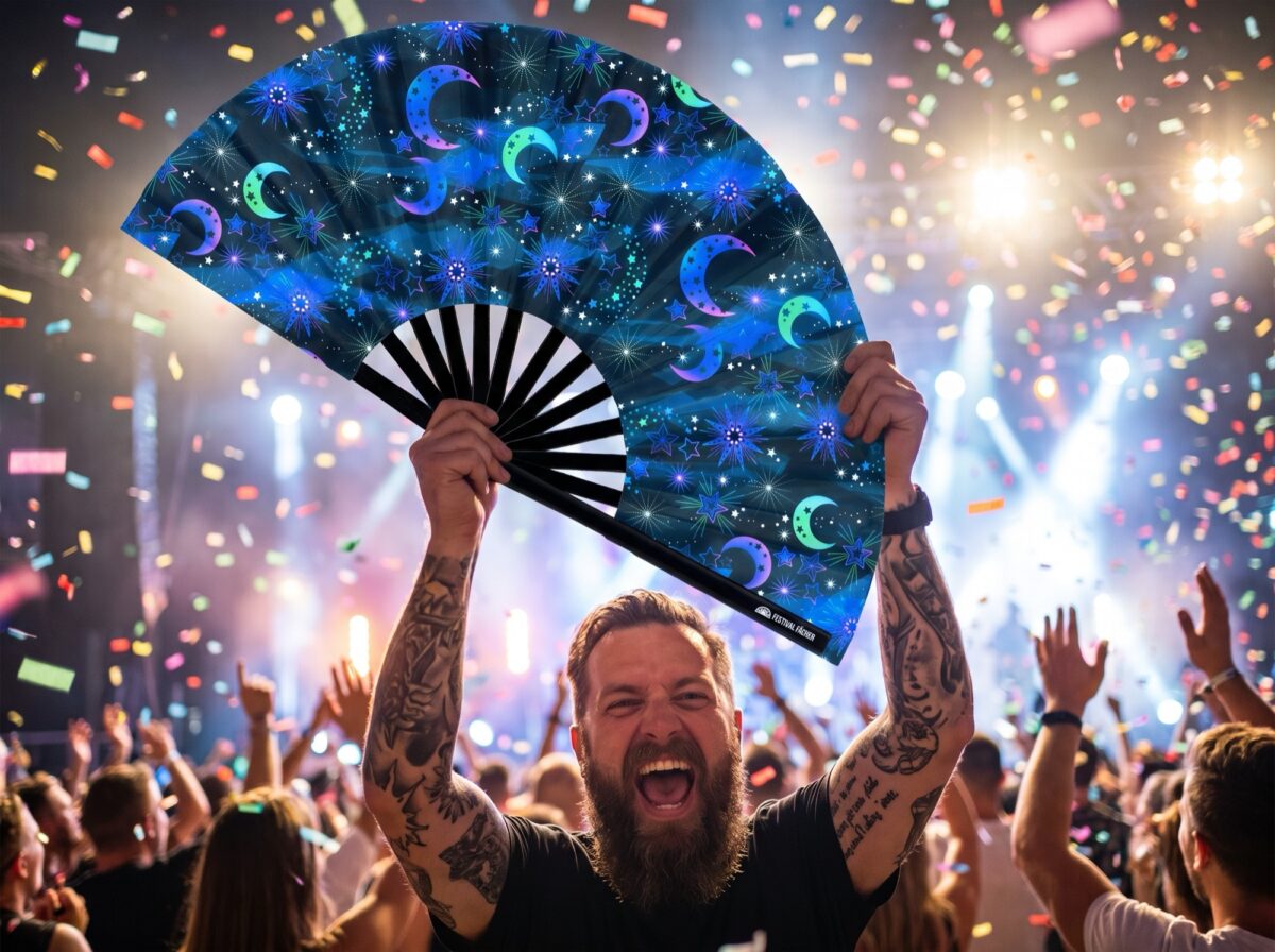 Festival Fan Maan & Sterren Nachtblauw voor festivals & boho, Weergave 4
