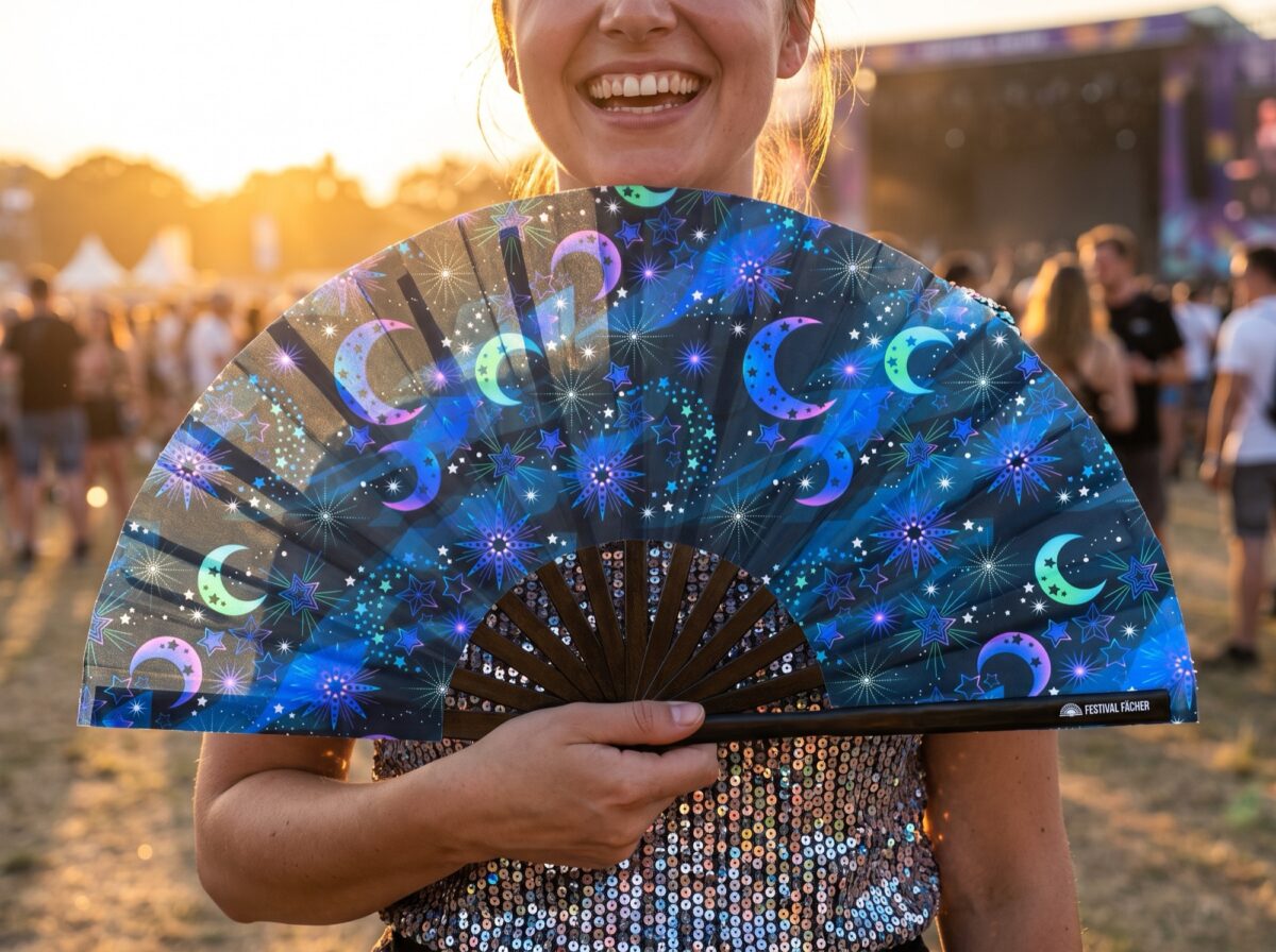 Festival Fan Maan & Sterren Nachtblauw voor festivals & boho, Weergave 3