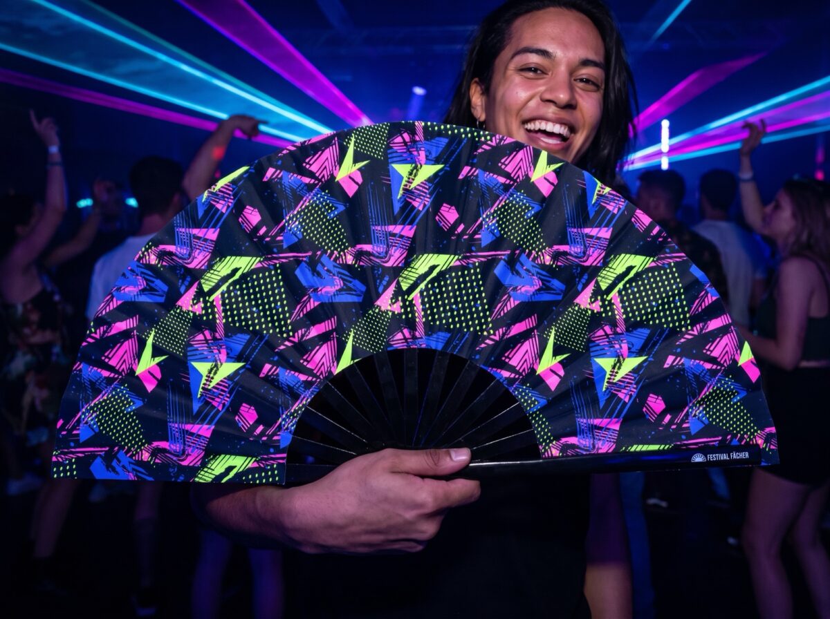 Festival Fan Neon-geometrie Zwart voor Techno & Rave, Weergave 2