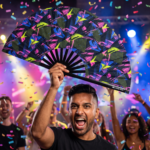Festival Fan Neon-geometrie Zwart voor Techno & Rave, Weergave 4