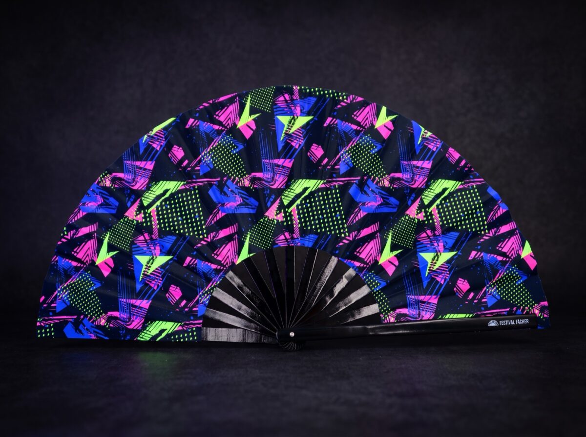 Festival Fan Neon-geometrie Zwart voor Techno & Rave, Weergave 5