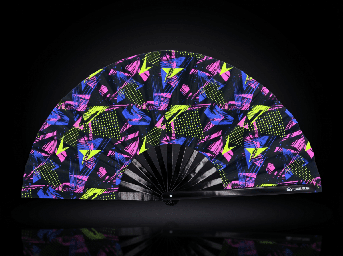 Festival Fan Neon-geometrie Zwart voor Techno & Rave