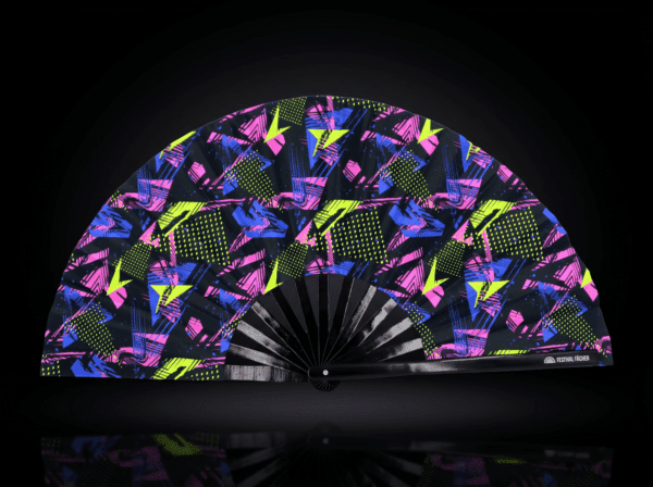 Festival Fan Neon-geometrie Zwart voor Techno & Rave