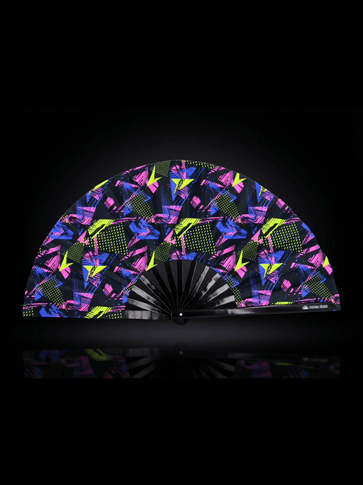 Festival Fan Neon-geometrie Zwart voor Techno & Rave
