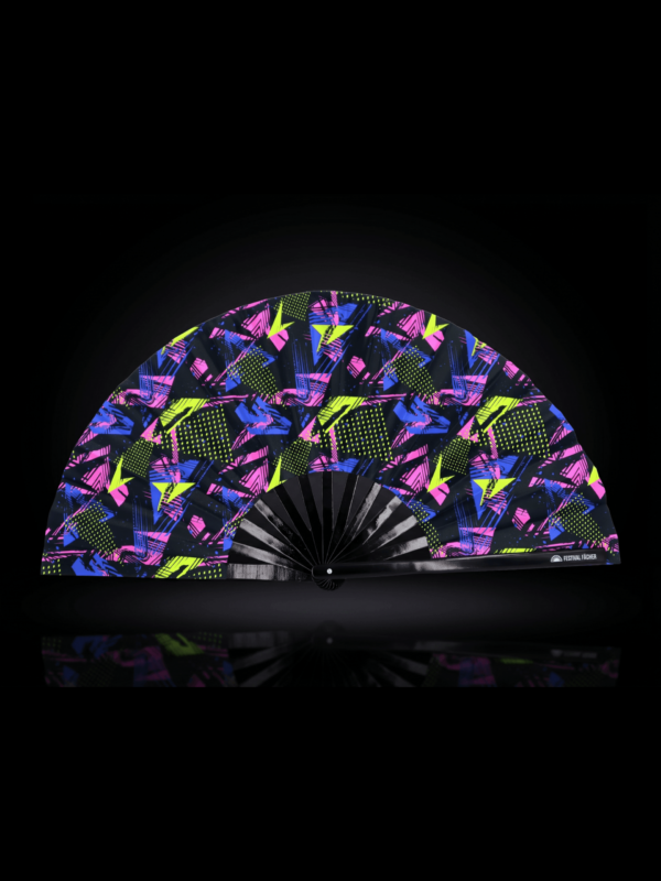 Festival Fan Neon-geometrie Zwart voor Techno & Rave