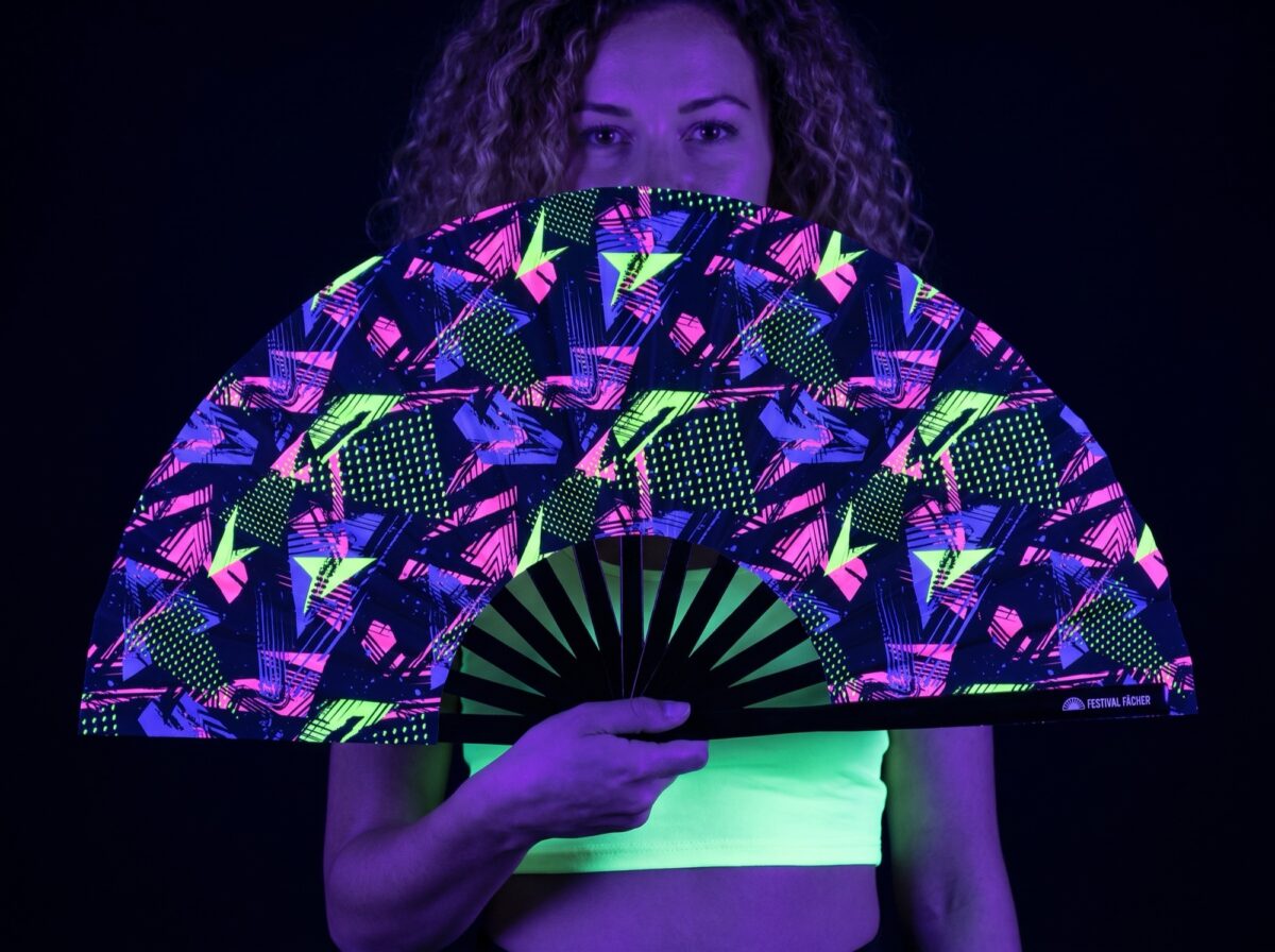 Festival Fan Neon-geometrie Zwart voor Techno & Rave Rave (UV)