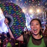 Festival Fans met neonkatten, zwart, voor raves en festivals, Weergave 4