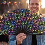 Festival Fans met neonkatten, zwart, voor raves en festivals, Weergave 3