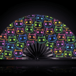 Festival Fans met neonkatten, zwart, voor raves en festivals, Weergave 1