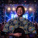 Festival Fans met neonkringen in zwart voor Techno & Rave, Weergave 4