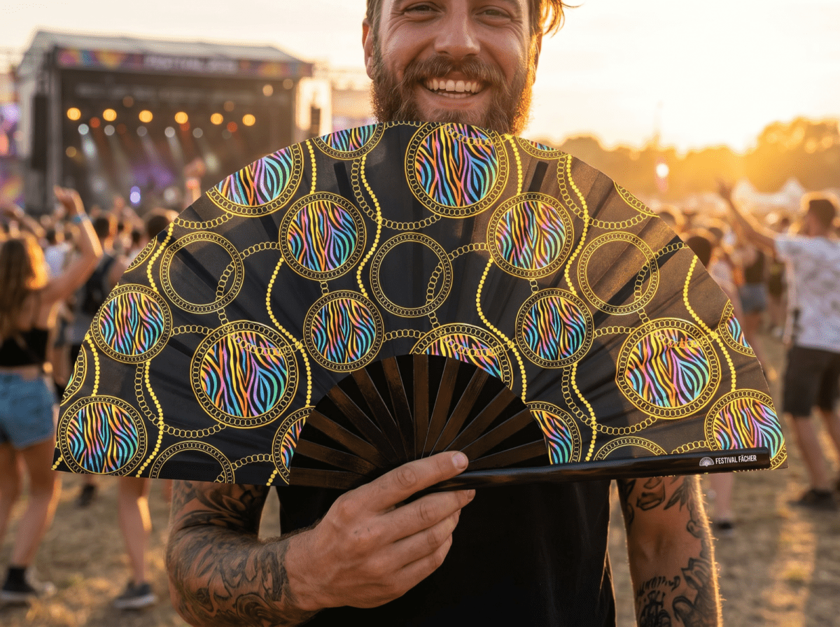 Festival Fans met neonkringen in zwart voor Techno & Rave, Weergave 3