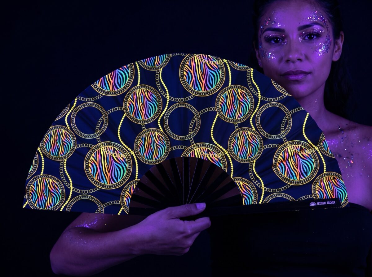 Festival Fans met neonkringen in zwart voor Techno & Rave Rave (UV)