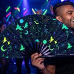 Festival Fans met occulte symbolen, neonzwart, voor psytrance & Rave, Weergave 2