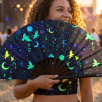 Festival Fans met occulte symbolen, neonzwart, voor psytrance & Rave, Weergave 3