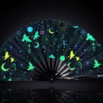 Festival Fans met occulte symbolen, neonzwart, voor psytrance & Rave, Weergave 1