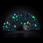Festival Fans met occulte symbolen, neonzwart, voor psytrance & Rave, Weergave 1