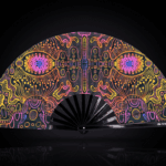 Festival Fan met neonornamenten in zwart voor psytrance & goa, Weergave 1