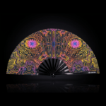 Festival Fan met neonornamenten in zwart voor psytrance & goa, Weergave 1