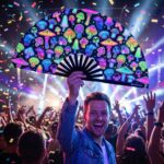 Festival Fans met neonpaddenstoelen, airbrush, zwart, voor Goa & psytrance, Weergave 4