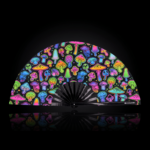 Festival Fans met neonpaddenstoelen, airbrush, zwart, voor Goa & psytrance, Weergave 1