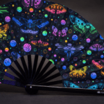 Festival Fan met neonvlinders, zwart, voor Rave en blacklight, Weergave 5