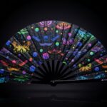 Festival Fan met neonvlinders, zwart, voor Rave en blacklight, Weergave 1