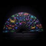 Festival Fan met neonvlinders, zwart, voor Rave en blacklight, Weergave 1