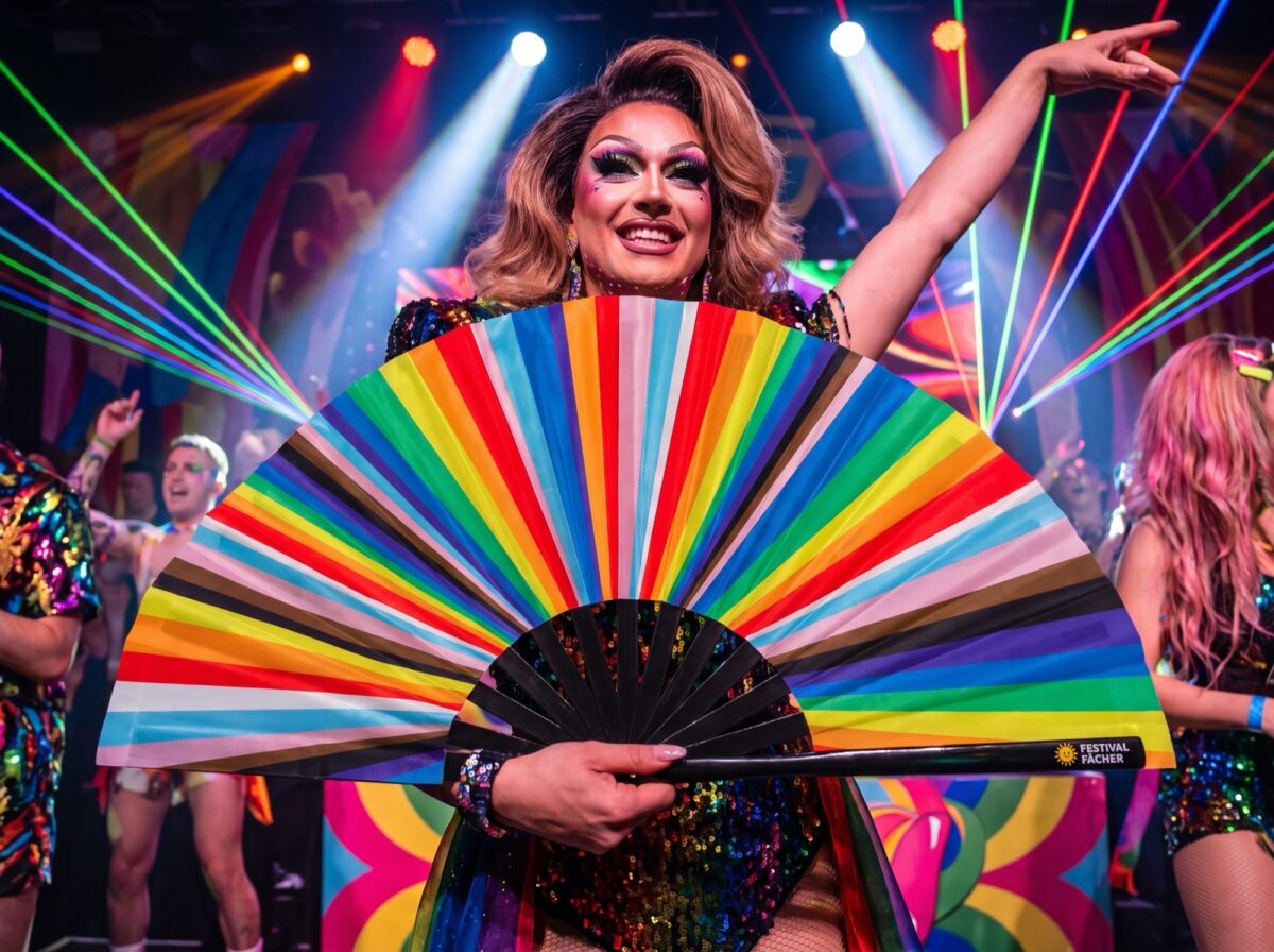 Festival-Fächer Pride Regenbogen-Streifen, CSD & Pride Accessoire, Weergave 5