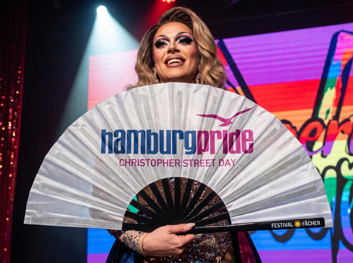 Festival-Fächer Hamburg Pride CSD in Weiß, Logo-Edition, Weergave 5