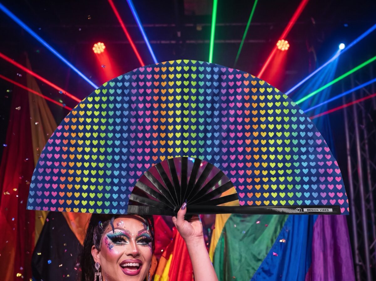 Festival Fan donkerblauw met regenbooghartjes, CSD & Pride, Weergave 5