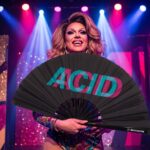 Festival Fan “ACID” zwart teal-roze – Techno & Rave accessoire, Weergave 5