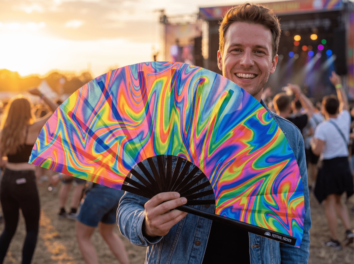 Festival Fan Psychedelic Fire, kleurrijk, voor Techno & Rave, Weergave 3