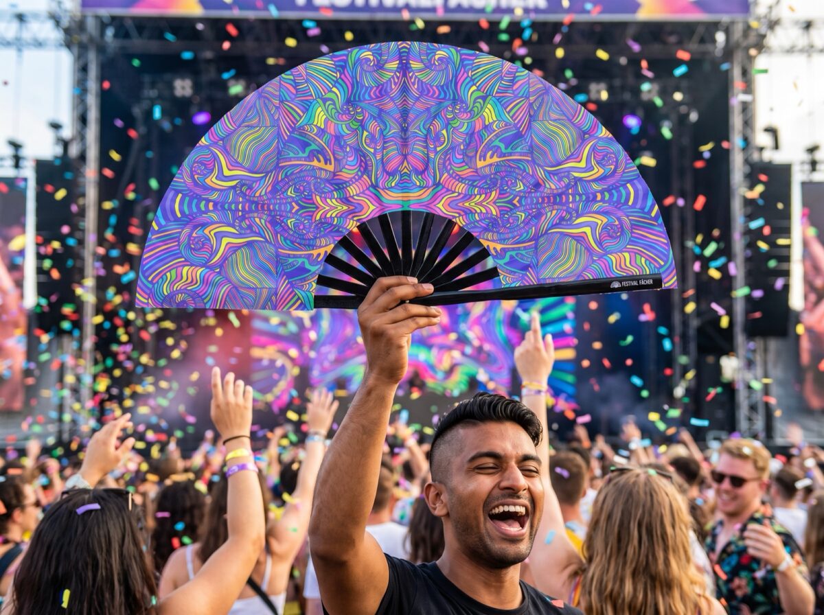Festival Fan Psychedelic Mandala Paars voor psytrance & Rave, Weergave 4