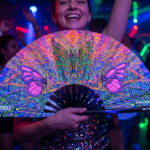 Festival Fan met vlinder-mandala, paars, voor psytrance & festivals, Weergave 2
