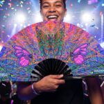 Festival Fan met vlinder-mandala, paars, voor psytrance & festivals, Weergave 4