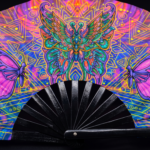 Festival Fan met vlinder-mandala, paars, voor psytrance & festivals, Weergave 5