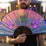 Festival Fan met vlinder-mandala, paars, voor psytrance & festivals, Weergave 3