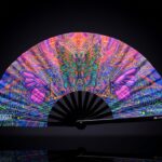 Festival Fan met vlinder-mandala, paars, voor psytrance & festivals, Weergave 1